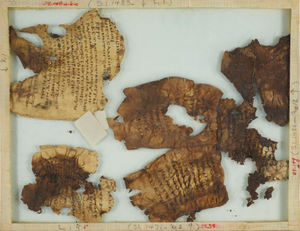 Fragment No. 1: A small portion of The Psalter (Ps. XLIII, 24ff) on three pieces of vellum