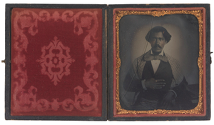 Tintype of John H. Copeland in an embossed leather case