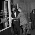 Freedom riders Jim Zwerg and Paul Brock entering the white waiting room for intrastate passengers at the Greyhound bus station in Birmingham, Alabama.