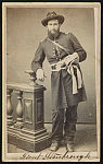 [Lieutenant Solomon Stanbrough of Co. C, 5th Indiana Cavalry Regiment, Co. F, Battery D Tennessee Light Artillery, and 148th Indiana Infantry Regiment in uniform]