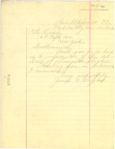 Letter from James N. Hughes to Crisis