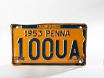 Leonard W. Miller's license plate from his 1940 Ford Club Coupe Convertible hot rod, 1953