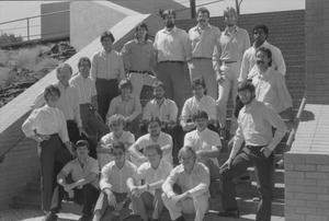 One O'Clock Lab Band Posing on the Music Building's Steps