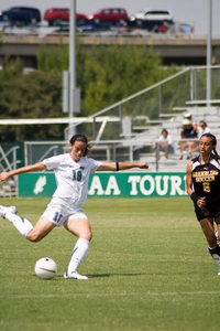 Heather Hutyra preparing to kick the ball