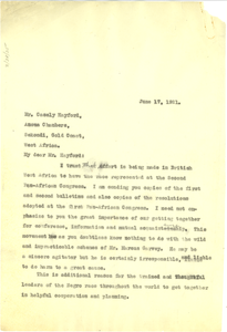 Letter from W. E. B. Du Bois to Casely Hayford