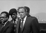 Marlon Brando and Black Panthers at Bobby Hutton's funeral, Oakland (Calif.), 1968