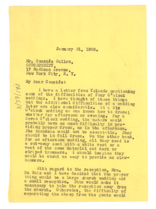 Letter from W. E. B. Du Bois to Countee Cullen