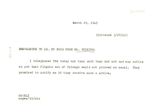 Memorandum from Roy Wilkins to W. E. B. Du Bois