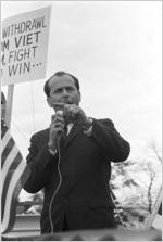 Alabama Grand Dragon James Spears speaking at a Ku Klux Klan rally in Montgomery, Alabama, from the back of a pickup truck.