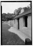 View looking east along the front of the east range of slave quarters, with Slave Quarters E1 in the right foreground - Kingsley Plantation, 11676 Palmetto Avenue, Jacksonville, Duval County, FL