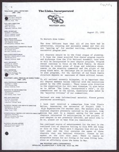 Letter from Edwina Gray Higgins to Western Area Links - August 25, 1990