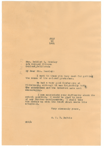 Thumbnail for Letter from W. E. B. Du Bois to Delilah L. Beasley