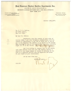 Letter from Roscoe Conkling Bruce to W. E. B. Du Bois