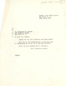 Letter from W. E. B. Du Bois to National Council of the Young Men's Christian Associations of the United States of America