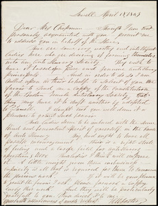 Letter from Horatio W. Foster, Lowell, [Mass.], to Maria Weston Chapman, April 18, 1843