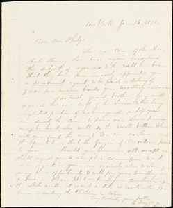 Letter from Elizur Wright, New York, to Amos Augustus Phelps, 1834 Jan[uary] 16