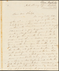 Thumbnail for Letter from Elizur Wright, New York, to Amos Augustus Phelps, 1835 Jan[uary] 22