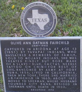 Texas Historical Commission Marker: Olive Ann Oatman Fairchild