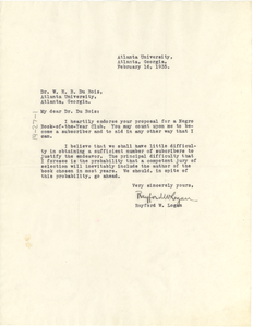 Letter from Rayford W. Logan to W. E. B. Du Bois