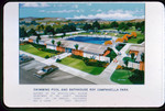 Architectural illustration of the Roy Campanella Park swimming pool and bathhouse