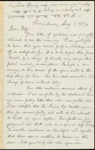 Letter from William Lloyd Garrison, Providence, [R.I.], to Helen Eliza Garrison, Aug. 3, 1874