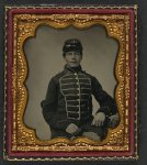 Thumbnail for [Unidentified young soldier in Union musician's frock coat with braiding]