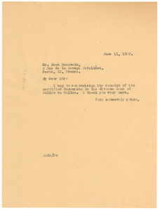 Letter from W. E. B. Du Bois to Jean Beauvais