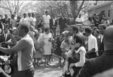 Crowd scene during Martin Luther King, Jr.'s funeral procession.