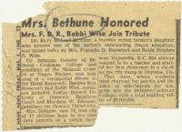 "Mrs. Bethune Honored Mrs. F.D.R. Rabbi Wise Join Tribute" Article, March 5, 1948