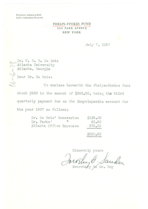 Letter from Phelps-Stokes Fund to W. E. B. Du Bois