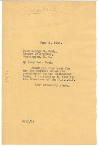 Letter from W. E. B. Du Bois to George W. Cook