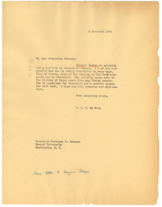 Letter from W. E. B. Du Bois to Howard University