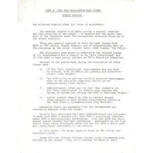 June 8, 1982 self-evaluation task force public hearing.