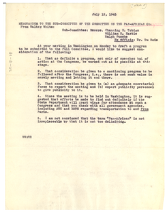 Memorandum from Walter White to Sub-Committee of the Committee on the Pan African Congress