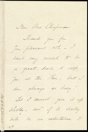 Letter to] Dear Mrs. Chapman [manuscript