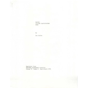 Making citizen participation work.