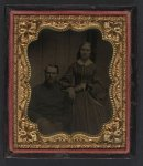 [Unidentified soldier in Union uniform with unidentified woman in dress]