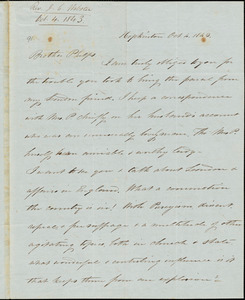 Letter from John Calvin, Hopkington, [Massachusetts], to Amos Augustus Phelps, 1843 Oct[ober] 4