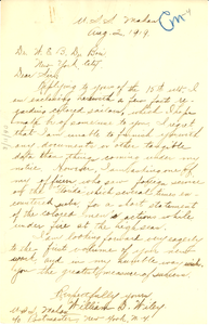 Letter from Willam D. Wiley to W. E. B. Du Bois