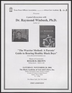 Flyer: Panel Discussion with Dr. Raymond Winbush