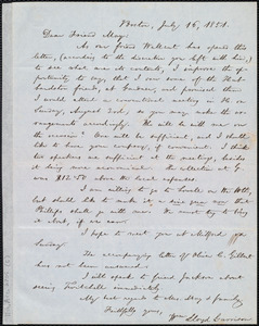 Thumbnail for Letter from William Lloyd Garrison, Boston, [Mass.], to Samuel May, July 16, 1851