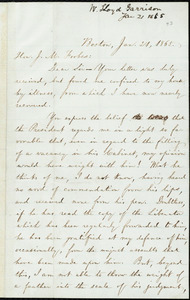 Letter from William Lloyd Garrison, Boston, [Mass.], to John Murray Forbes, Jan. 21, 1865