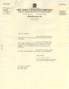 Letter from John C. Winston Company to W. E. B. Du Bois