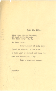 Letter from W. E. B. Du Bois to Zora Neale Hurston