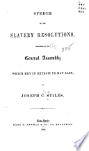 Speech on the slavery resolutions, delivered in the General Assembly which met in Detroit in May last