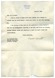 Letter from Spelman College to W. E. B. Du Bois