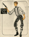 Thumbnail for Costume design drawing, male performer with a clapboard, Las Vegas, June 5, 1980