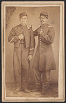 [Corporal George B. Pritchard of Co. E, 60th Ohio Infantry Regiment (left) and First Lieutenant Lorenzo D. Bullard of Co. E, 60th Ohio Infantry Regiment and Co. B, U.S. Army 6th Cavalry, in uniforms]