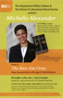 Poster for lecture by "The New Jim Crow: Mass Incarceration in the Age of Colorblindness"