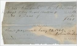 Receipt for payment from John Cocke to John W. Smith, January 29, 1861